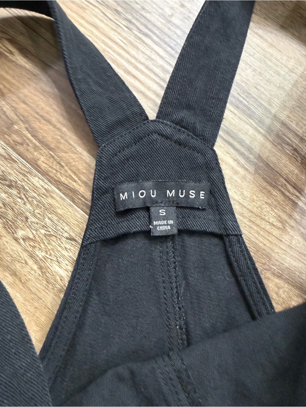 Black Jean Overall Shorts with Front Pockets - Picture 3 of 3